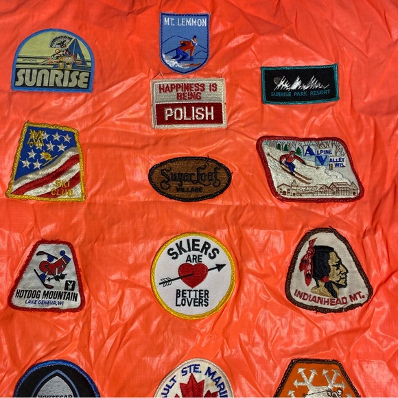 Handmade Windbreaker Jacket with Patches Neon Orange Pullover Pocket Hoodie XL - Picture 8 of 17